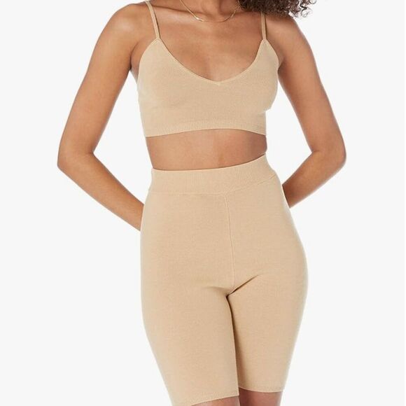Amazon The Drop Women's Miya Sweater Bralette and Bike Short Set - Picture 1 of 5